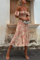 Vee™ | Abito Midi Off-Shoulder Smockato