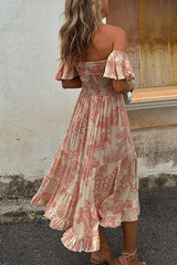 Vee™ | Abito Midi Off-Shoulder Smockato