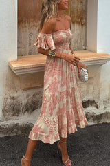 Vee™ | Abito Midi Off-Shoulder Smockato